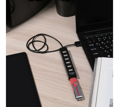 REXANT (18-4107) РАЗВЕТВИТЕЛЬ USB НА 7 ПОРТОВ, ЧЕРНЫЙ