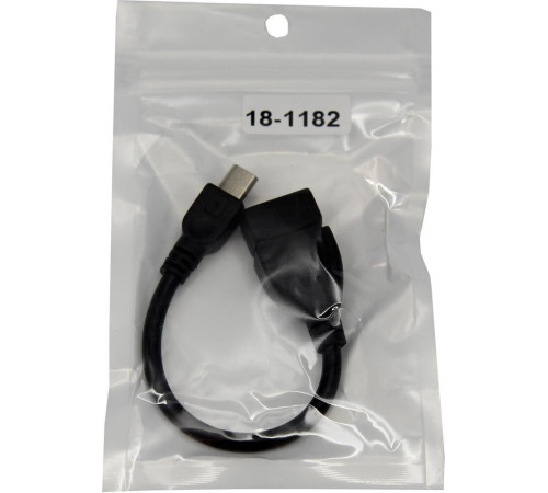 REXANT (18-1182) USB КАБЕЛЬ OTG MICRO USB НА USB ШНУР 0.15 М, ЧЕРНЫЙ