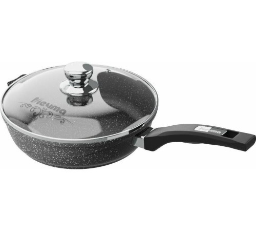 МЕЧТА С24802 Гранит black 24см несъемная ручка стеклянная крышка