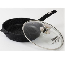 МЕЧТА С24802 Гранит black 24см несъемная ручка стеклянная крышка