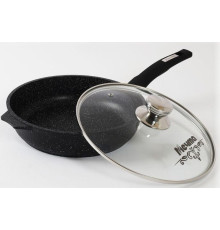 МЕЧТА С24802 Гранит black 24см несъемная ручка стеклянная крышка