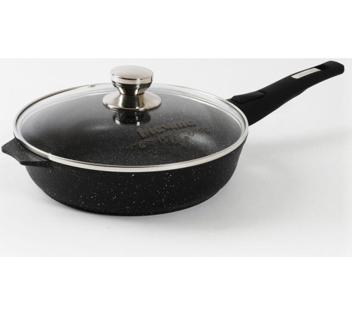 МЕЧТА С24802 Гранит black 24см несъемная ручка стеклянная крышка