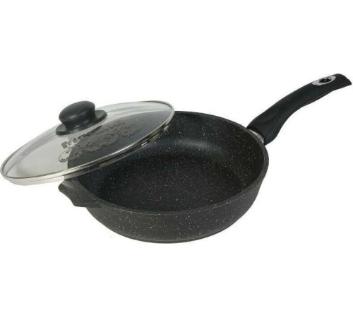 МЕЧТА С24802 Гранит black 24см несъемная ручка стеклянная крышка