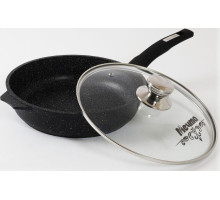 МЕЧТА С26802 Гранит black 26см несъемная ручка стеклянная крышка