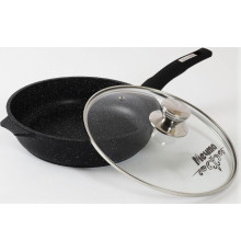 МЕЧТА С26802 Гранит black 26см несъемная ручка стеклянная крышка