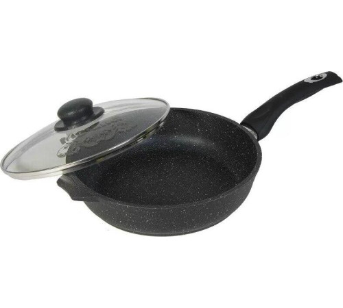 МЕЧТА С26802 Гранит black 26см несъемная ручка стеклянная крышка