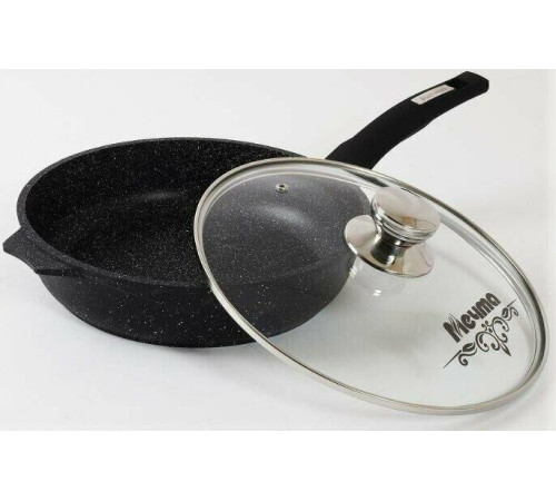 МЕЧТА С26802 Гранит black 26см несъемная ручка стеклянная крышка