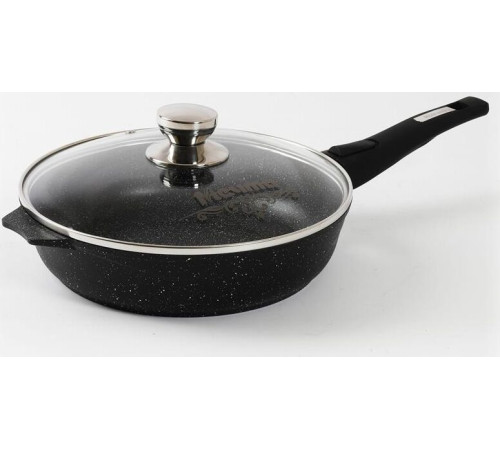 МЕЧТА С26802 Гранит black 26см несъемная ручка стеклянная крышка