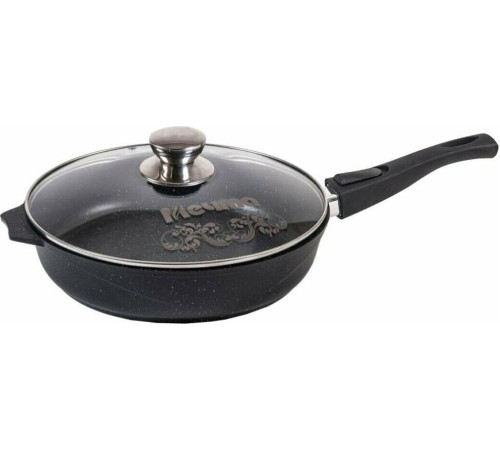 МЕЧТА С26802 Гранит black 26см несъемная ручка стеклянная крышка