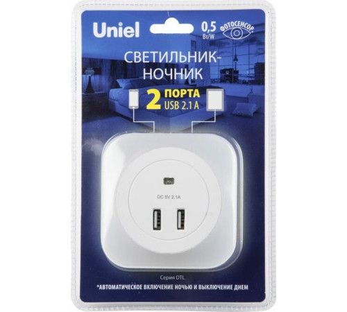 UNIEL (UL-00007348) DTL-321 White/Sensor/2USB