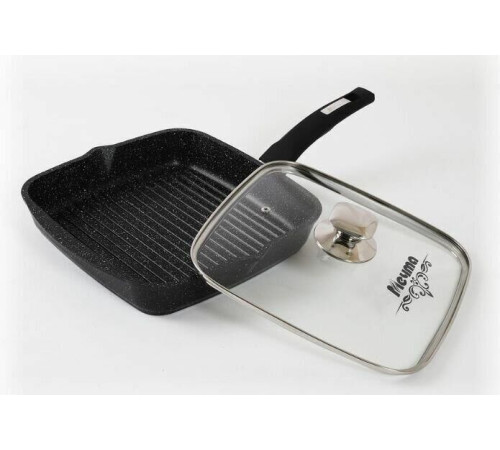 МЕЧТА С64802 Гранит black несъемная ручка стеклянная крышка