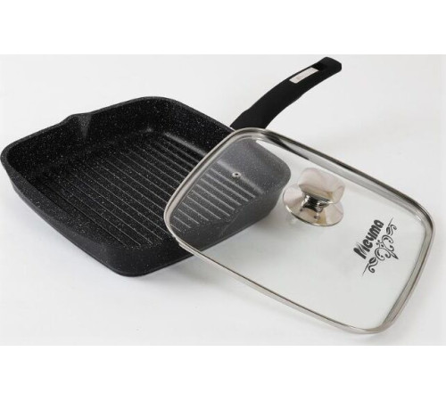 МЕЧТА С68802 Гранит black несъемная ручка стеклянная крышка