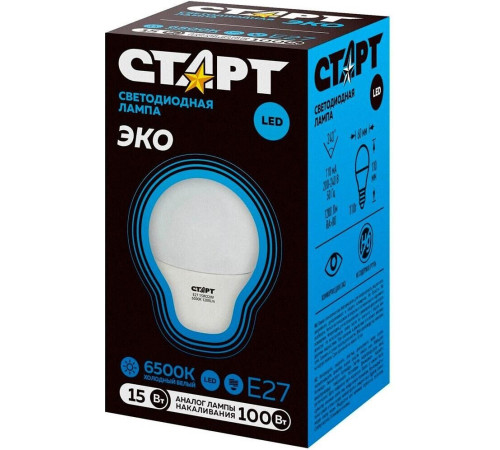 СТАРТ (17286) LEDGLSE27 15W 65 WS