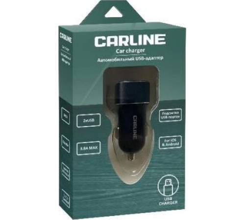 CARLINE CH-2-31A 2хUSB 3.8А Max в прикуриватель 12/24В черный в коробке