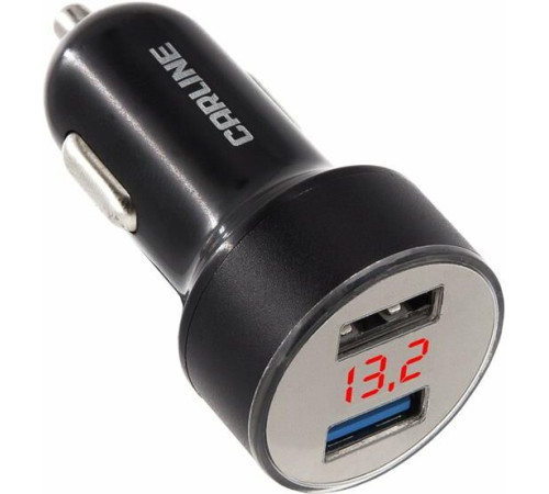 CARLINE CH-2U-VM адаптер с вольтметром 2хUSB 3.4A Max в прикуриватель 12/24В черный в коробке