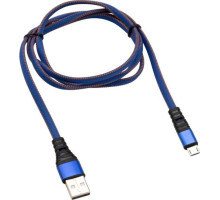 REXANT (18-1163) Кабель REXANT USB-microUSB 1 м, плоский провод, синяя джинсовая оплетка