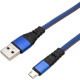 REXANT (18-1163) Кабель REXANT USB-microUSB 1 м, плоский провод, синяя джинсовая оплетка