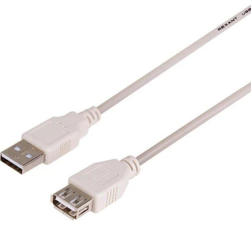 REXANT (18-1117) Кабель USB (шт. USB A - гн. USB A) 5 метров, серый REXANT