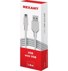 REXANT (18-1134) Кабель USB-mini USB/PVC/white/1,8m/REXANT
