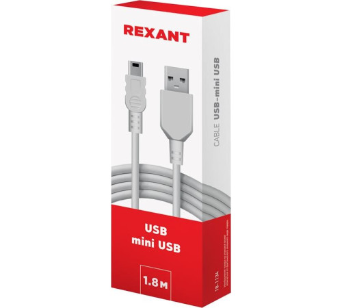 REXANT (18-1134) Кабель USB-mini USB/PVC/white/1,8m/REXANT