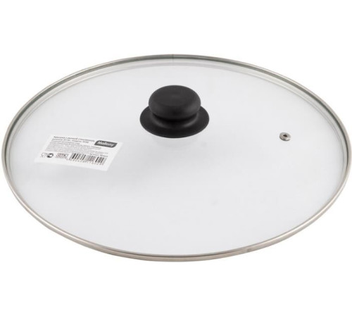MALLONY Крышка с ручкой стеклянная 30см., с метал/обод, паровыпуск, низ. (987024)