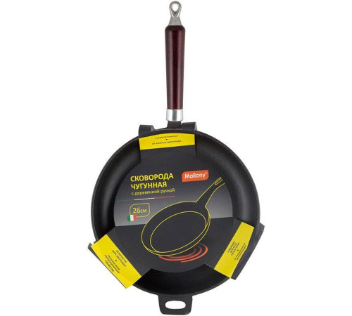 MALLONY Сковорода чугунная с деревянной ручкой CIF26-W, диам — 26 см (983004)