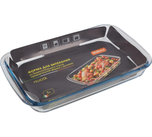 MALLONY Felicit, объем 3 л, из боросиликатного стекла, прямоуг формы, с ручками (007182)