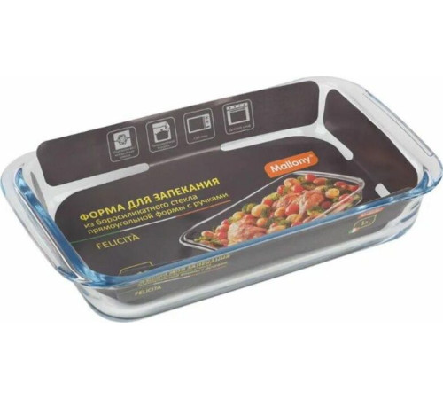 MALLONY Felicit, объем 3 л, из боросиликатного стекла, прямоуг формы, с ручками (007182)