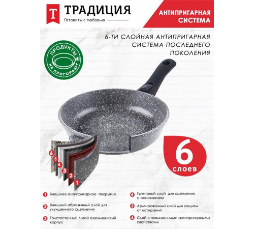 ТРАДИЦИЯ ТМ2285 а/пр литая 28см съемн/руч Мрамор