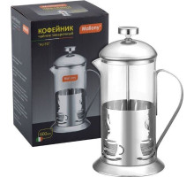 MALLONY Чайник/кофейник (кофе-пресс) NERO 600 мл из боросиликатного стекла, цвет — черный (950066)