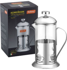 MALLONY Чайник/кофейник (кофе-пресс) NERO 600 мл из боросиликатного стекла, цвет — черный (950066)