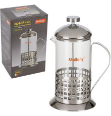 MALLONY Чайник/кофейник (кофе-пресс) CELLULA, 600 мл, из жаропр стекла, в корпусе из нерж стали, B511-600ML (950138)