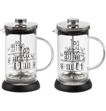 MALLONY Чайник/кофейник (кофе-пресс) MOMENTO 350 мл из боросиликатного стекла с надписью на корпусе (007530)