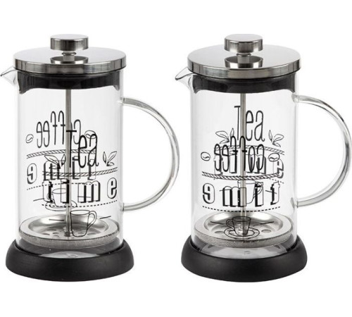 MALLONY Чайник/кофейник (кофе-пресс) MOMENTO 350 мл из боросиликатного стекла с надписью на корпусе (007530)