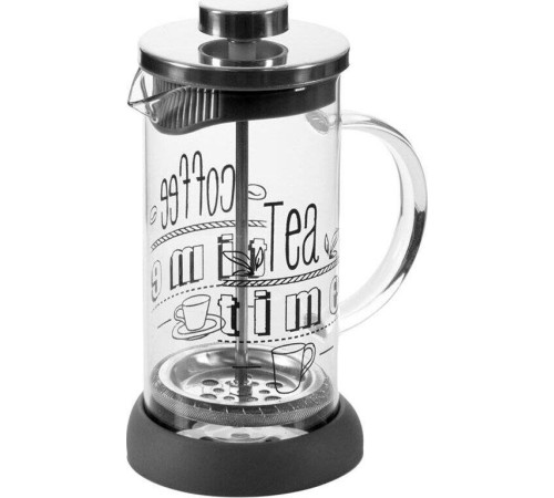 MALLONY Чайник/кофейник (кофе-пресс) MOMENTO 350 мл из боросиликатного стекла с надписью на корпусе (007530)