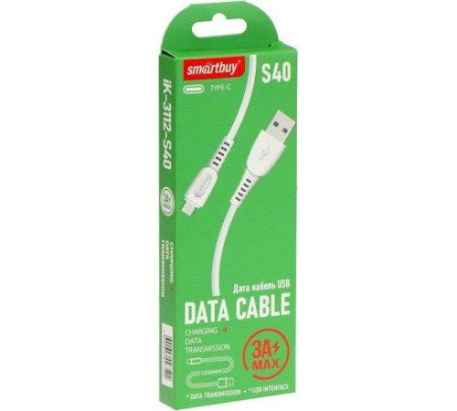 SMARTBUY (iK-3112-S40w) S40 Type C белый, 3 А, 1 м