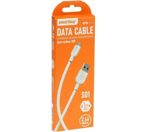 SMARTBUY (iK-12-S01w) S01 MicroUSB белый, 2.4А, 1 м