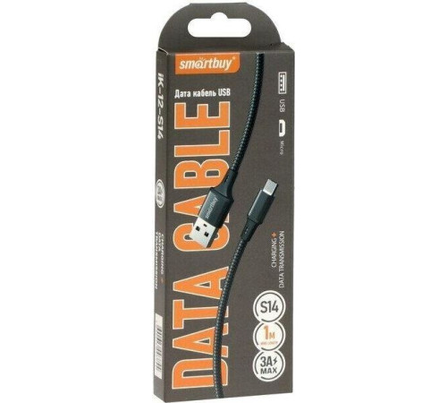 SMARTBUY (iK-12-S14b) S14 MicroUSB черный, 3 А, 1 м