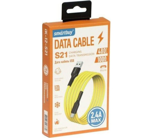 SMARTBUY (iK-12-S21by) S21 MicroUSB желтый, 2.4 А, сил., 1 м