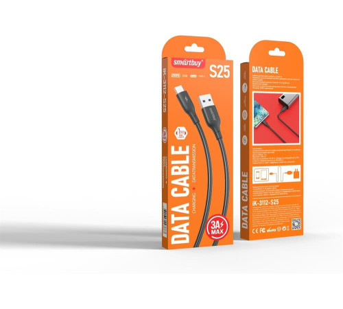 SMARTBUY (iK-3112-S25b) S25 Type C черный, 3А, soarer,TPE,1 м