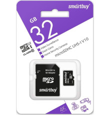 SMARTBUY (SB32GBSDCCTV) micro SDHC 032GB cl10 U1 V10 + адаптер