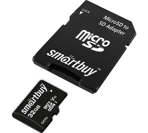 SMARTBUY (SB32GBSDCCTV) micro SDHC 032GB cl10 U1 V10 + адаптер