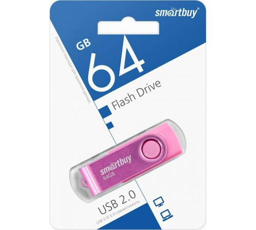 SMARTBUY (SB064GB2TWP) UFD 2.0 064GB Twist Pink розовый