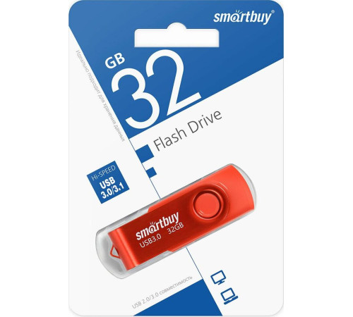 SMARTBUY (SB032GB3TWR) UFD 3.0/3.1 032GB Twist Red красный