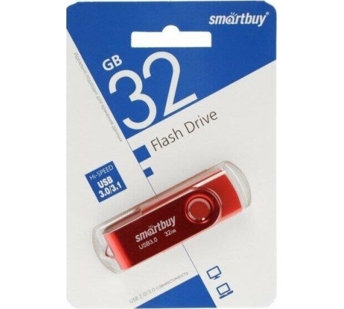 SMARTBUY (SB032GB3TWR) UFD 3.0/3.1 032GB Twist Red красный