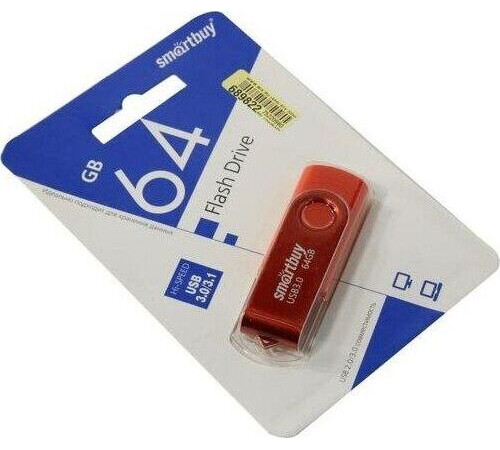 SMARTBUY (SB064GB3TWR) UFD 3.0/3.1 064GB Twist Red красный