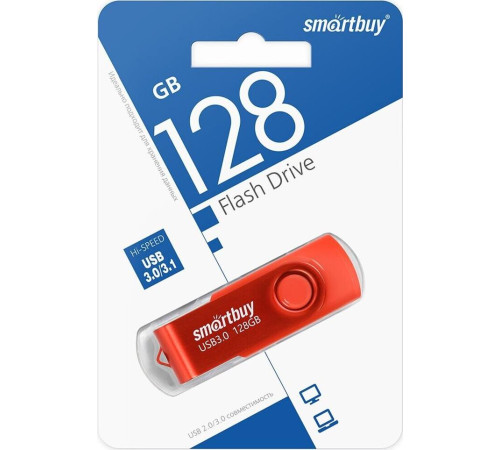 SMARTBUY (SB128GB3TWR) UFD 3.0/3.1 128GB Twist Red красный