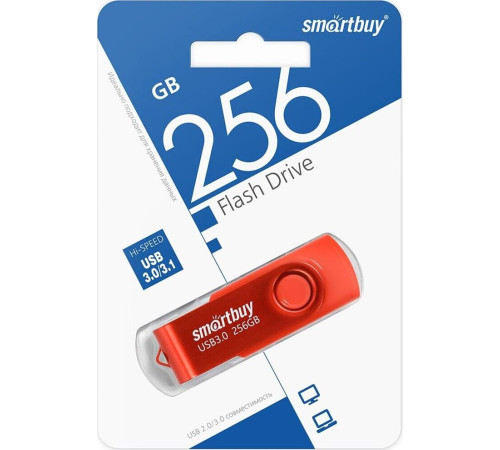 SMARTBUY (SB256GB3TWR) UFD 3.0/3.1 256GB Twist Red красный