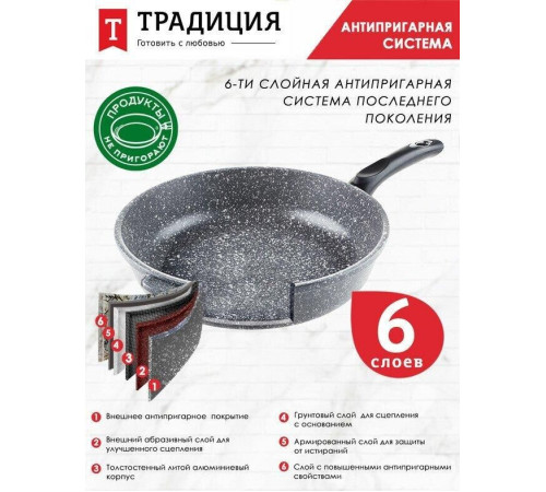 ТРАДИЦИЯ ТМ2281И а/пр литая 28см Мрамор индукция