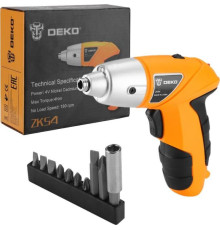 DEKO ZKS4, 4В, 0.6 Ач, з/у с набором оснастки 10 шт, 4 Нм 063-4113